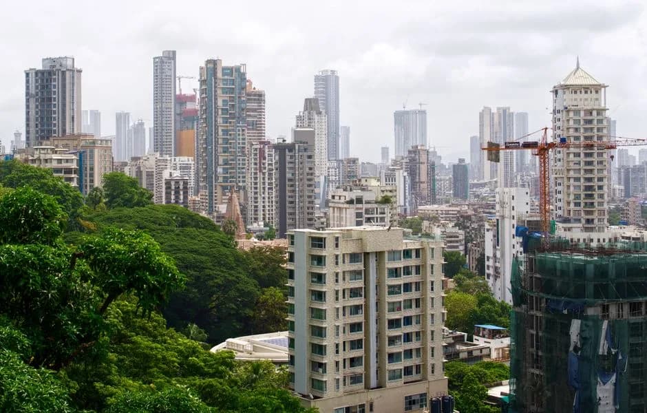 Mumbai skyline with skyscrapers and greenery in Maharashtra