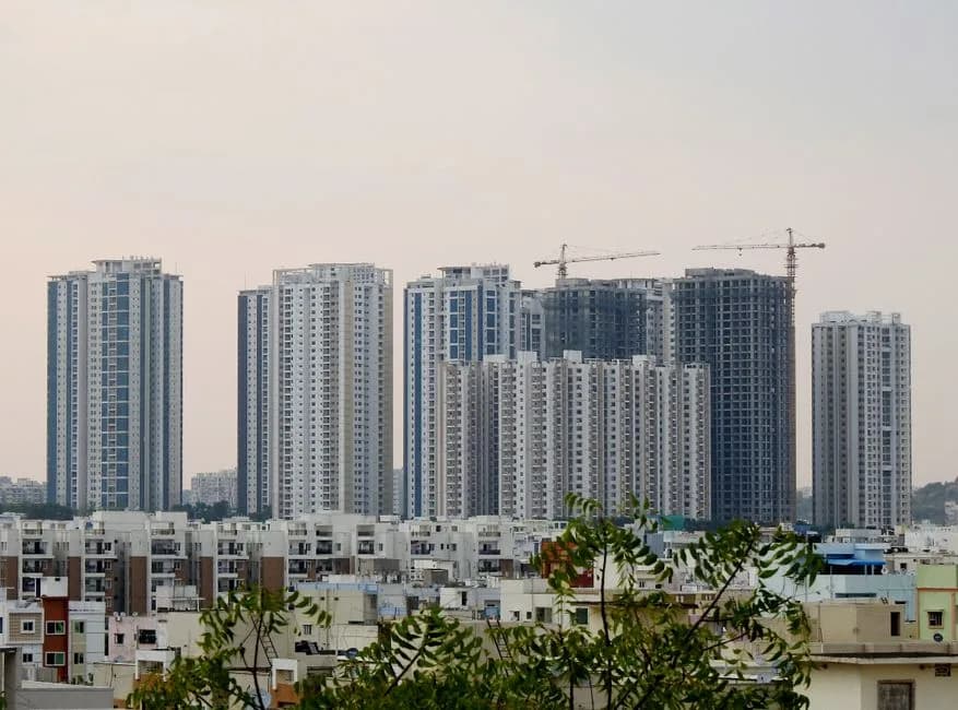 Panoramic view of Hyderabad skyscrapers and urban development in Telangana