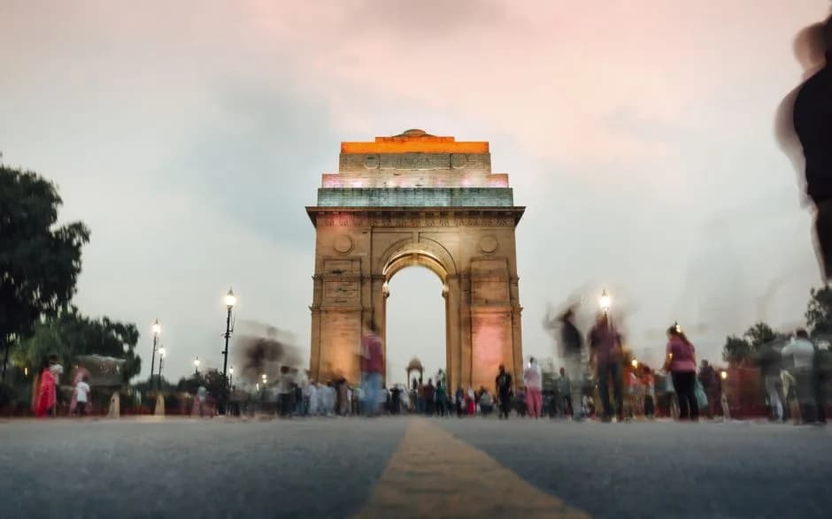 India Gate at sunset in New Delhi