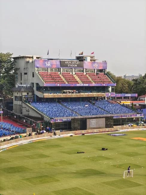 Arun Jaitley Stadium cricket ground in New Delhi India viewed from the stands