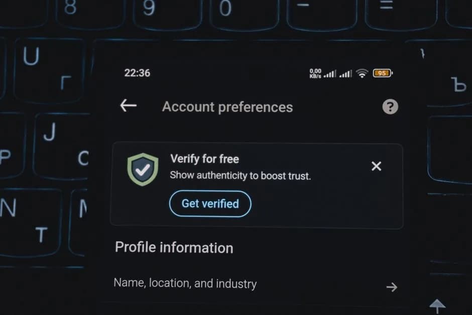 A smartphone screen displaying an account verification alert